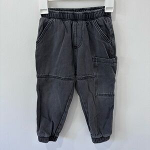 Zara Boys Black Washed Denim Jogger Pants - Size 4-5